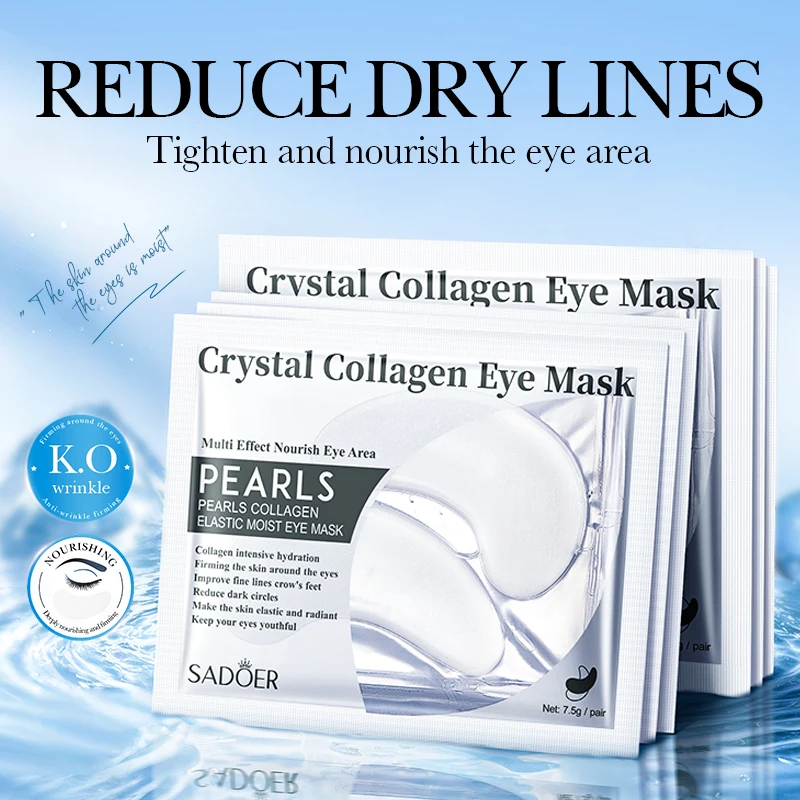 10 Pairs SADOER 24K Golden Crystal Collagen Eye Mask Anti Dark Circles Moisturizing Anti-aging Eye Patches Gel Mask for Eye