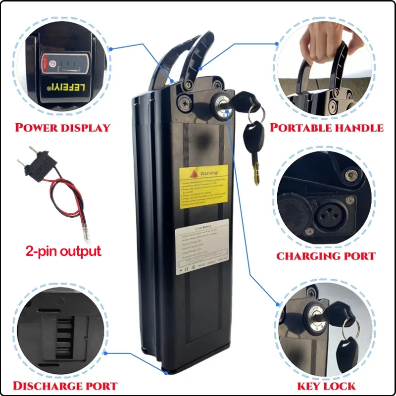 36v 48v 52v Silver Fish 60v 72v 20 30 40 50 60ah Lithium Battery EBike Akku Accu Electric Bicycle 500w 750w 1500w 2000wBatterie 5
