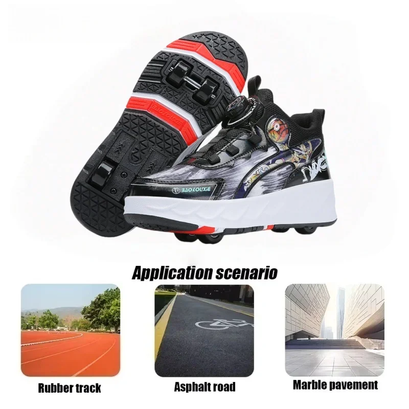 Kids Roller Skate Shoes Casual Outdoor Parkour Detachable With 4 Wheels Boys Girls Fashion Children Deformation Skating Shoes