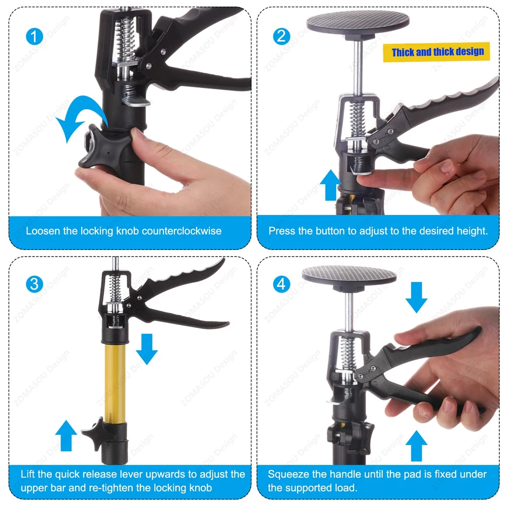 Labor-Saving Telescopic Support Rods Jack Bar Drywall Door Lift Support Construction Tool for Cabinet Porches Stairs Deck