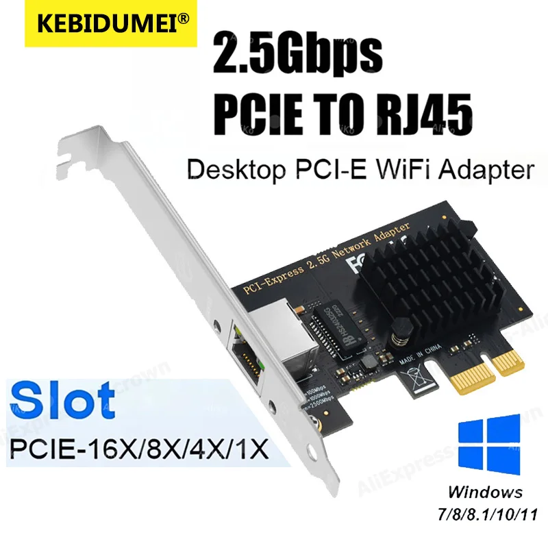 PCI-E To RJ45 네트워크 카드 2.5Gbps 기가비트 이더넷 1000/2500Mbps PCIE 네트워크 카드 LAN 컨트롤러 어댑터 데스크탑 PC용 RJ45