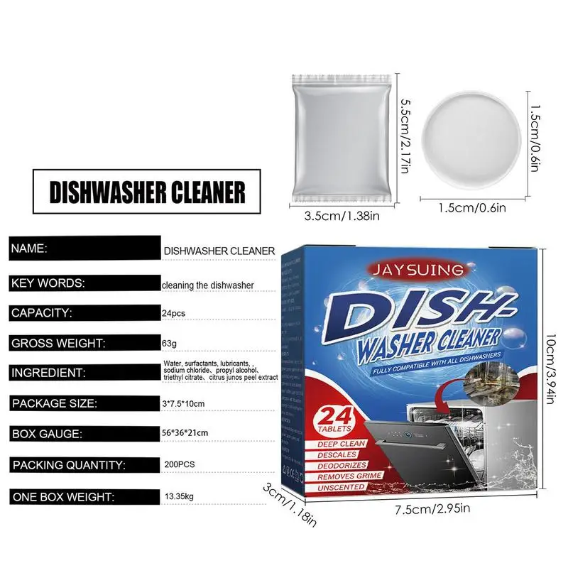 Dishwasher Cleaner Dishwasher Detergent 24 Pieces Dishwasher Cleaner Deodorizer Cleaning Tablets