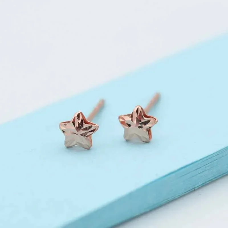 

Новинка 585, классические серьги-гвоздики из фиолетового золота, Изысканные милые мини-серьги в форме звезды для женщин, милая искусственная кожа, роскошные украшения, аксессуары