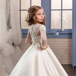 Flower Girl Dresses Lace Backles Tulle Girl Flower Girl Dresses Backless  Wedding Vintage Little Girl Pageant Princess Kids Gown