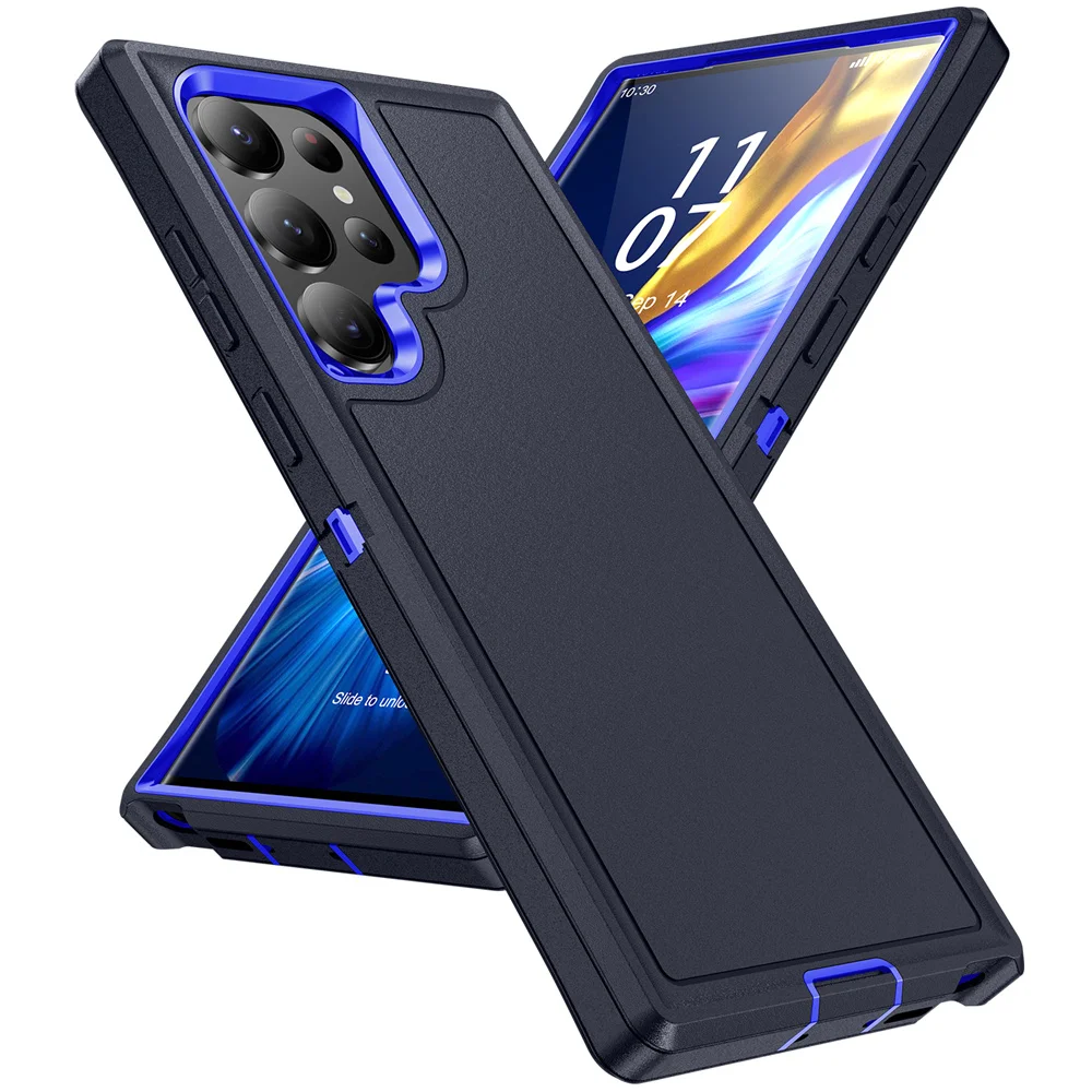 Rugged 3-in-1 Military Shockproof Armor Phone Case with Clashing Splicing Design