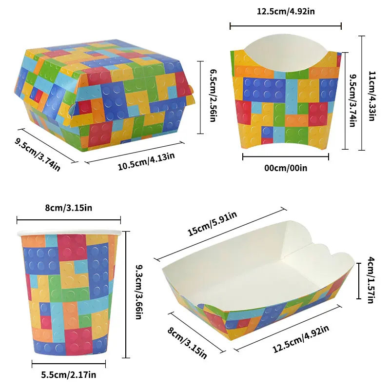Building Blocks Birthday Decorations Children's Toys Theme Party Supplies Disposables Tableware Cake Topper Balloons Baby Shower