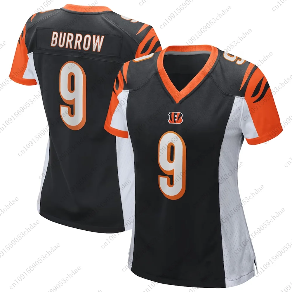 Bengals Joe Burrow Mens Rugby Jersey #9 Breathable Quickdry Outdoor Football Uniform For Adult Kids