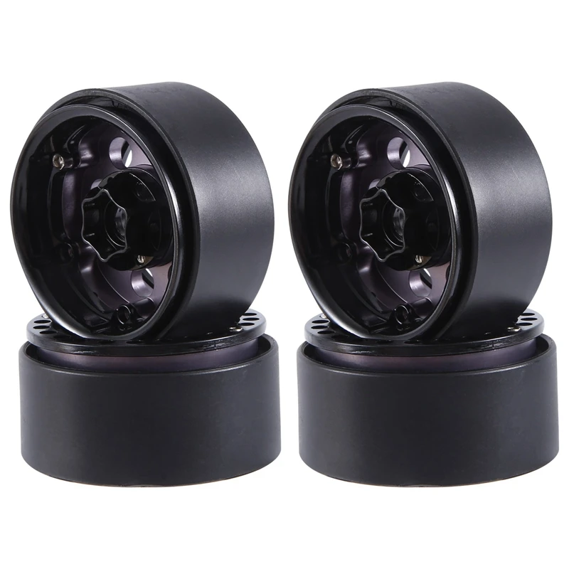 

4PCS 1.9 Metal Beadlock 8 Round Hole Wheel Hub Rim For 1/10 RC Crawler Axial SCX10 90046 AXI03007 TRX4 Redcat D90