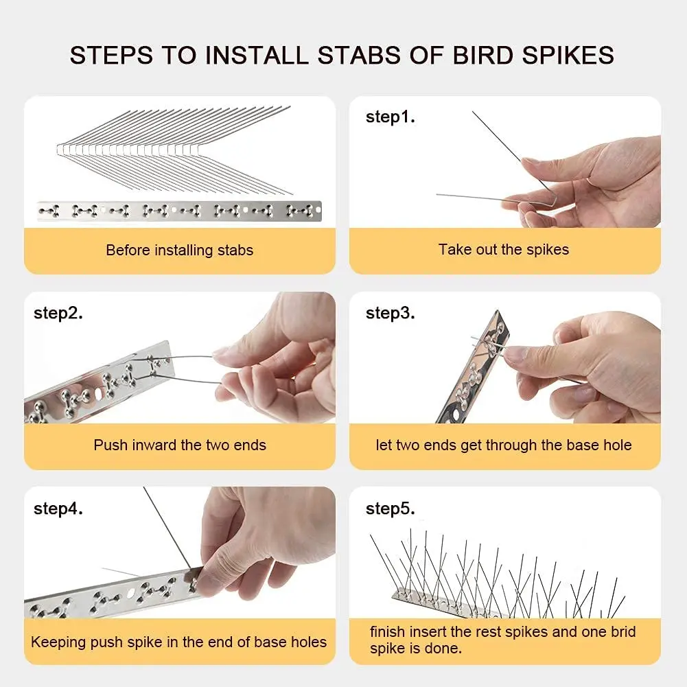 Vogel Spikes Met Roestvrij Staal Base, Duurzaam Bird Repellent Spikes Pijl Duif Spikes Hek Kit Voor Afschrikken Kleine Vogel