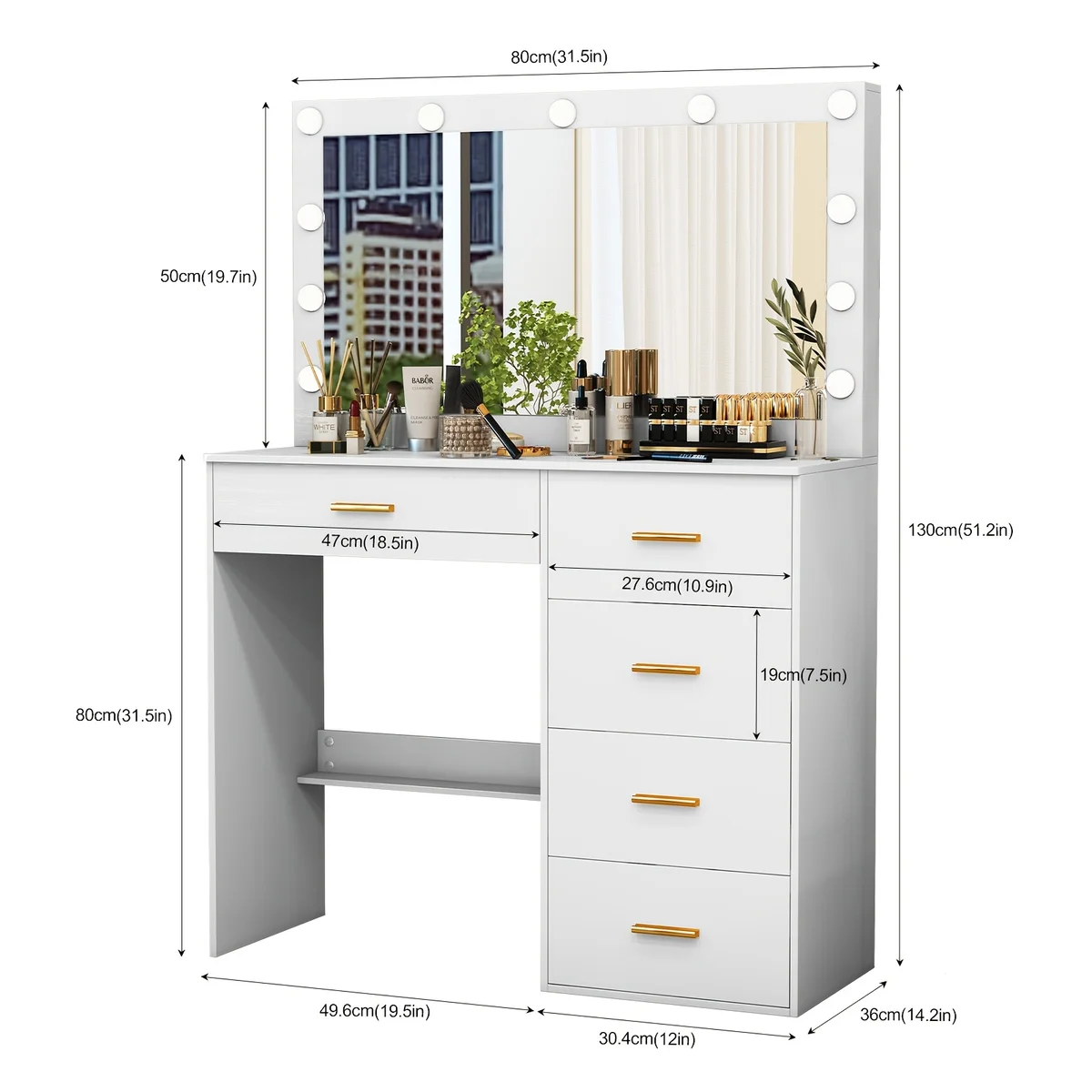 (Winter Gift) Brand-new bedroom dressing table with vanity mirror featuring three colour modes and adjustable brightness — view 6