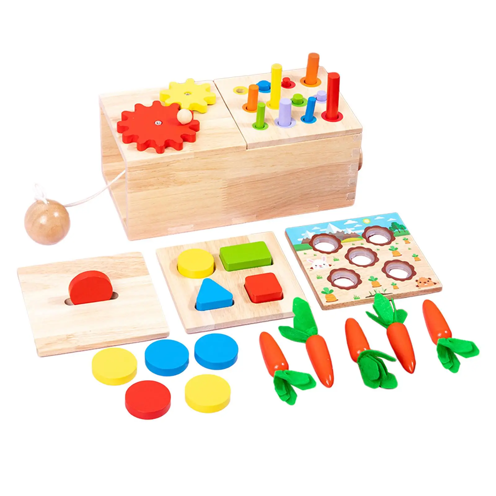 

Игрушка Монтессори, деревянный Игровой Набор 6 в 1, игрушка для детей дошкольного возраста, мяч для натяжения, для мальчиков и девочек