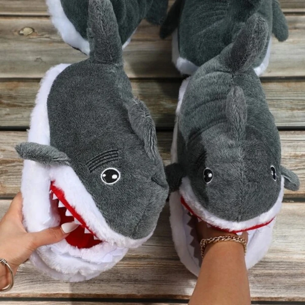 Seemehappy Zapatillas De Tiburón De Felpa Novedosas
