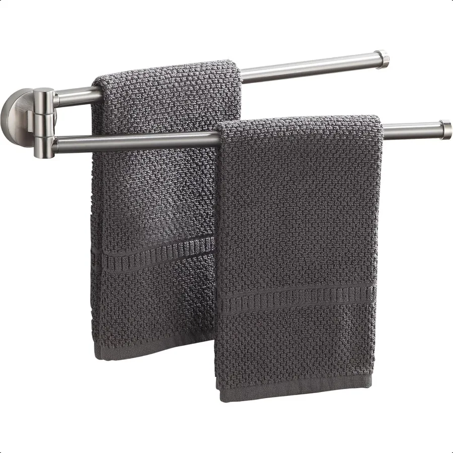 Brushed Nickel Swivel Double Towel Bar