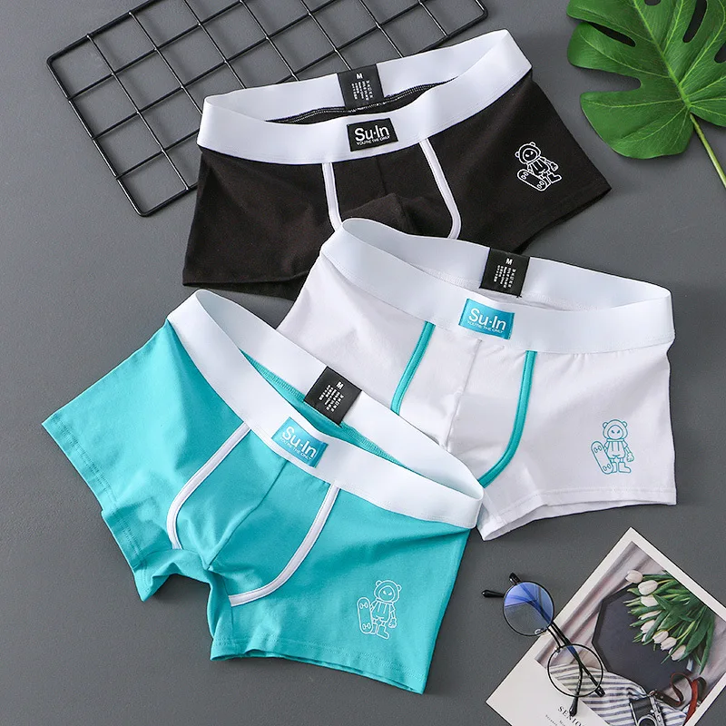 4 pcs/lot  Bear Skateboard Boxer Men Underwear Bermuda Ropa Interior Hombre Mens Boxers Cuecas Masculinas Man Calzoncillos M-3XL