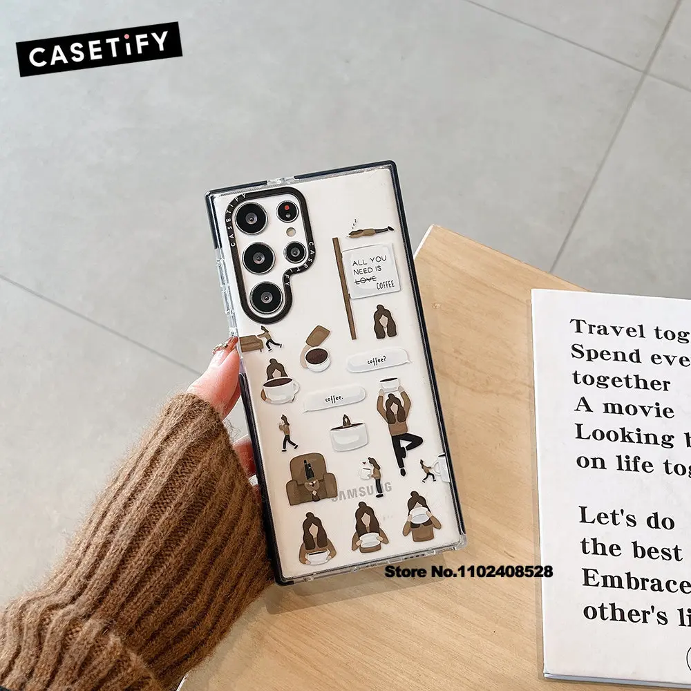 Casetify Coffee Girl Phone Case for Samsung Galaxy S21 Ultra S21 Plus S21 Transparent Anti drop