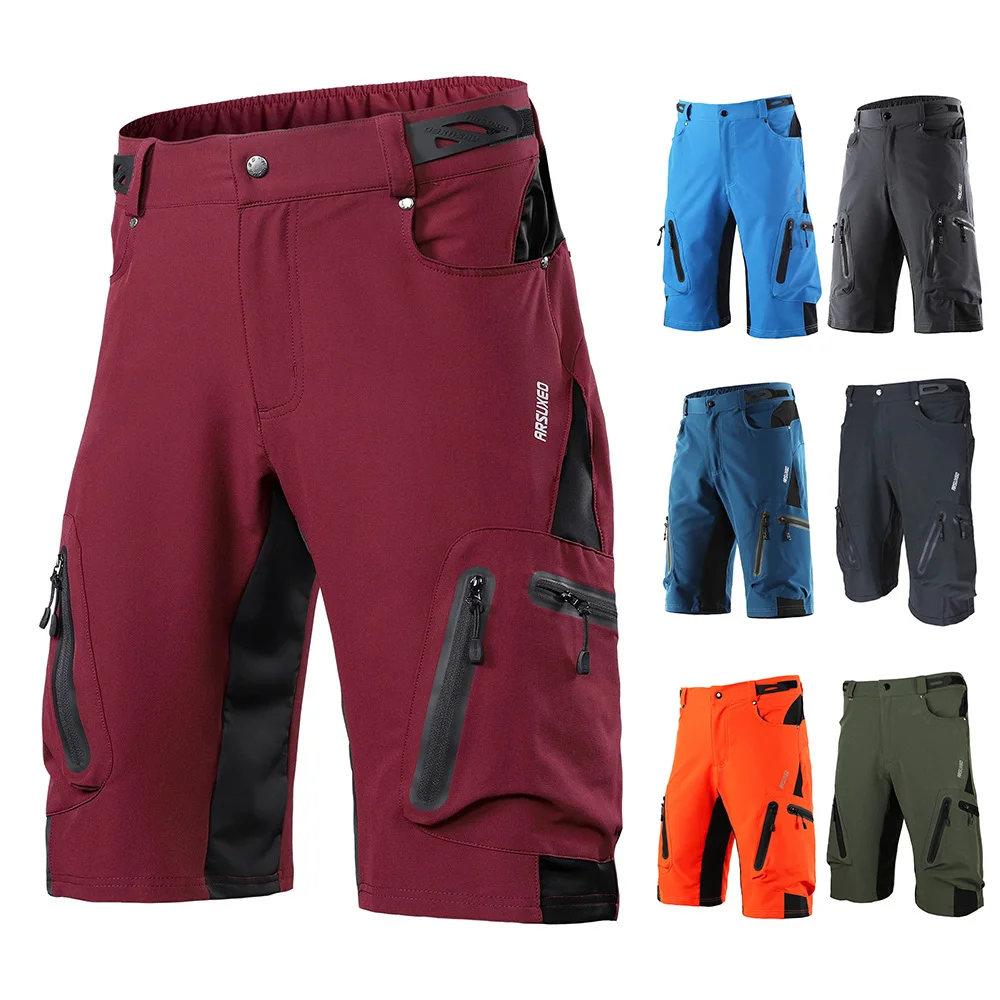 Arsuxeo Men's Cycling Shorts Biking Riding Pants Breathable Loose Fit Outdoor Sports Cycling Running MTB Mountain Bicycle
