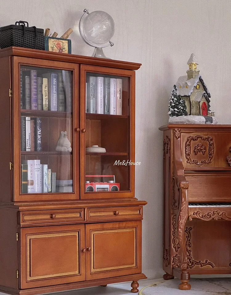 アンティーク　ドールハウス　キャビネット　食器棚 ドールハウスミニチュア食器棚ミニロッカーレトロロボットワイン