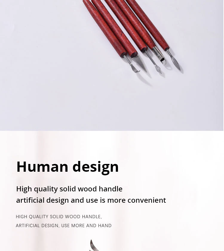 6 teile/satz Töpfer werkzeuge Rotes Holz Doppel enddraht messer für Ton reparatur, Ton skulptur, Werkzeug-Set Keramik-Werkzeuge – Detail 3
