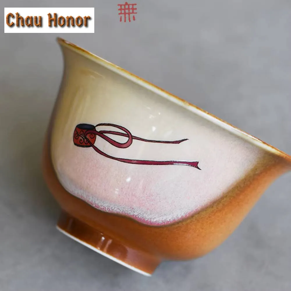 160ml Dunhuang Apsaras Rough Pottery Gaiwan Antique Tea Bowl Tea Tureen Household Tea Maker Cover Bowl Tea Supplies Collection