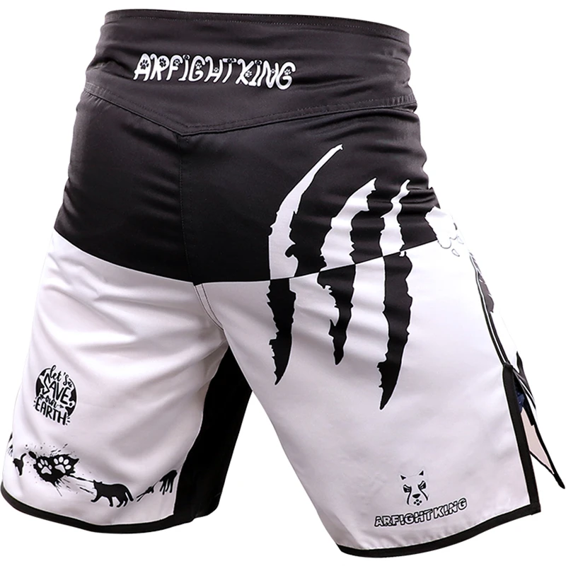 Men Cat Thai Shorts Boxing Shirts Fitness Training BJJ Kickboxing Shorts Kids MMA Muay Thai Grappling Trunks ARFIGHTKING mma shorts