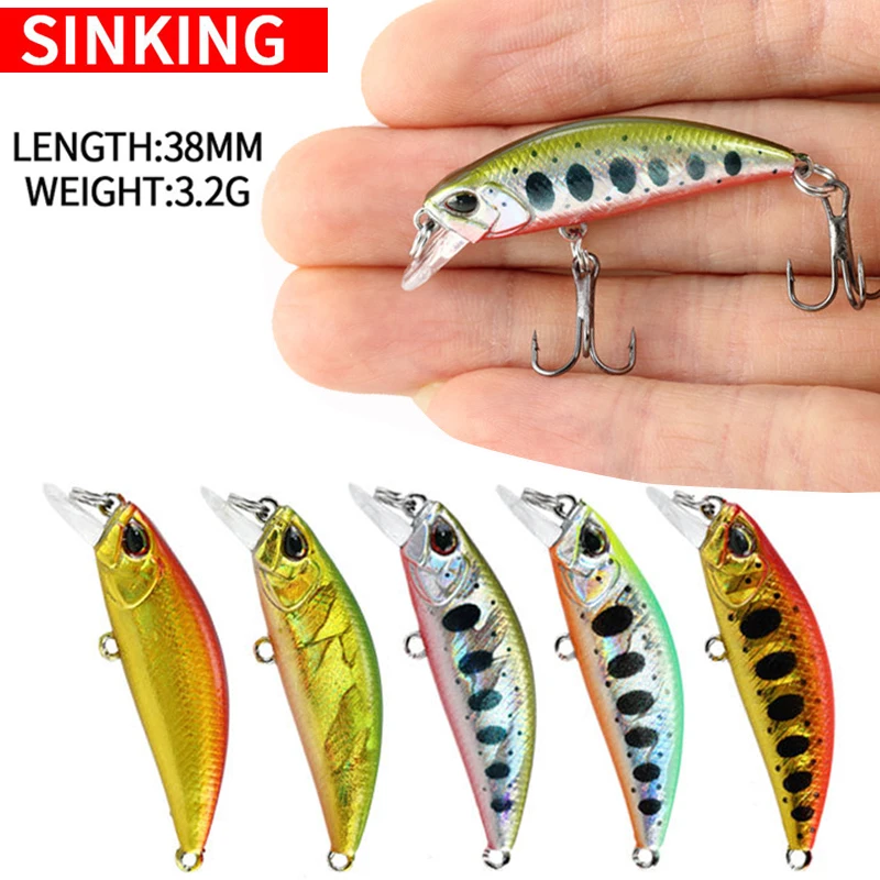 

38mm 3.2g Japan Sinking Fishing Lure Trout Mini Minnow Lures Fishing Wobblers River Crankbait Artificial Fish Bait Pesca Tackle
