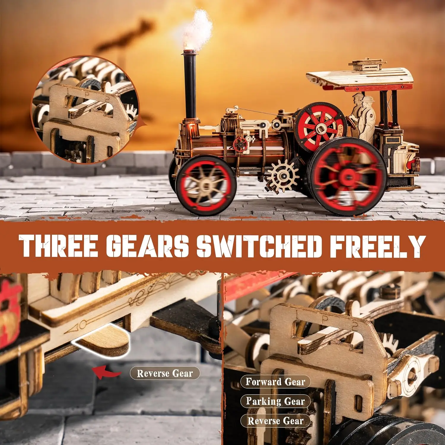 Robotime Rokr 3D Wooden Locomotive Puzzle Kit