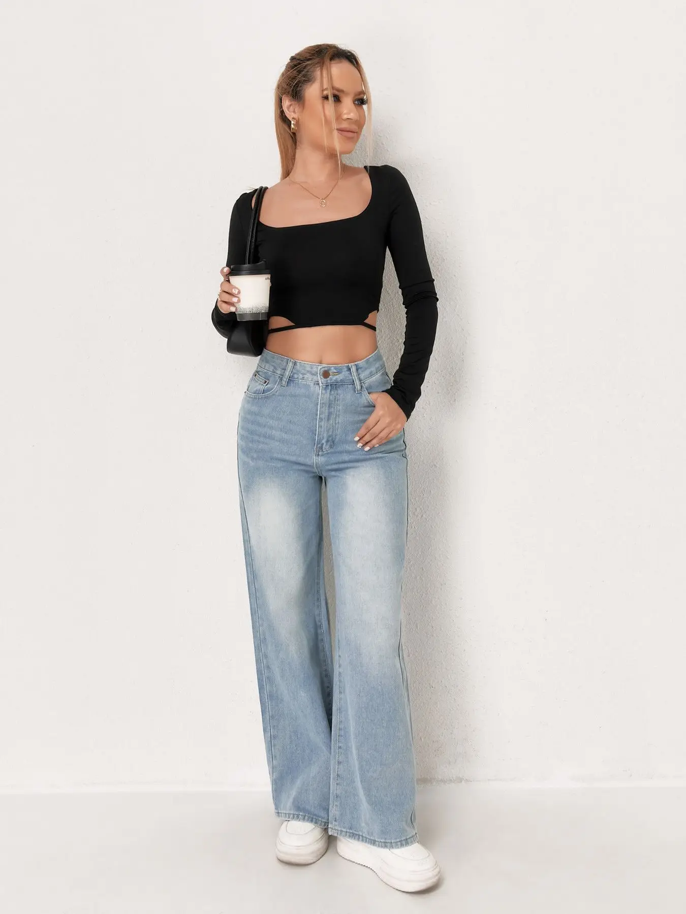 European and N Trend Washed Blue Wide Leg Jeans Women Jeans Women Comfortable Fashion All-matching Trend Jeans, view 5