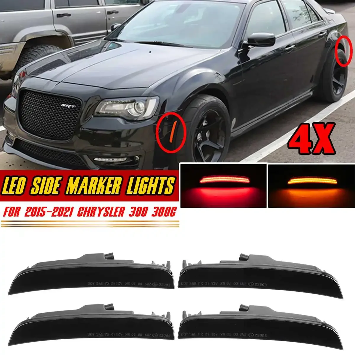 

4 шт., габаритные огни для Chrysler 300 300C 2015-2021