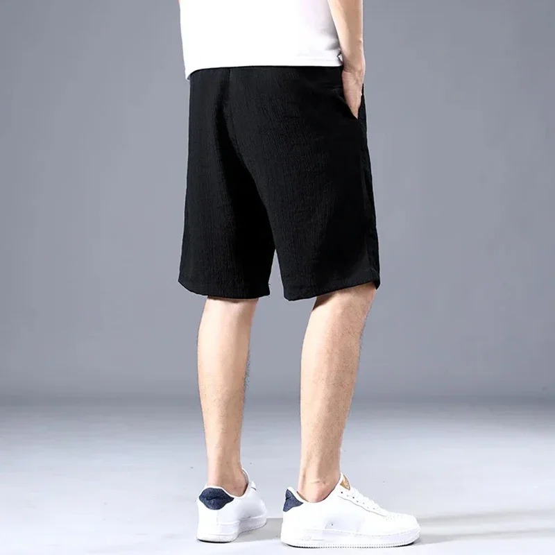 Silk Shorts Men Thin Sports Cropped Pants Loose Straight Leg Breathable Casual XL-XXXL