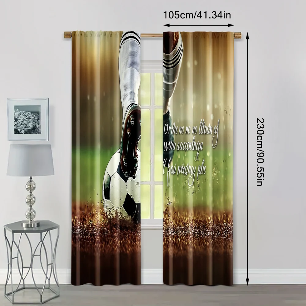 2pcs, Popular Curtains Inspirational Soccer Ball Versatile Fabric (without rod) Stuff Clearance Ldeal for Living Room, Bedroom, 4