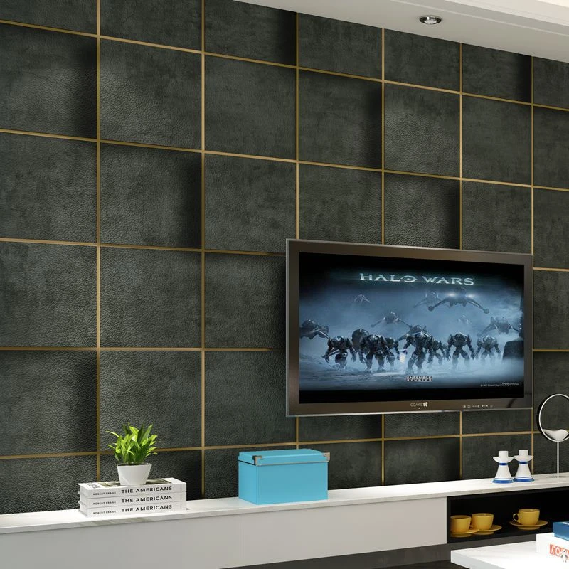 Dark Coffee Color 3D Square Lattice Deerskin Velvet Wallpaper Bedroom Living Room Hotel Home Decoration Non-woven Wall Stickers