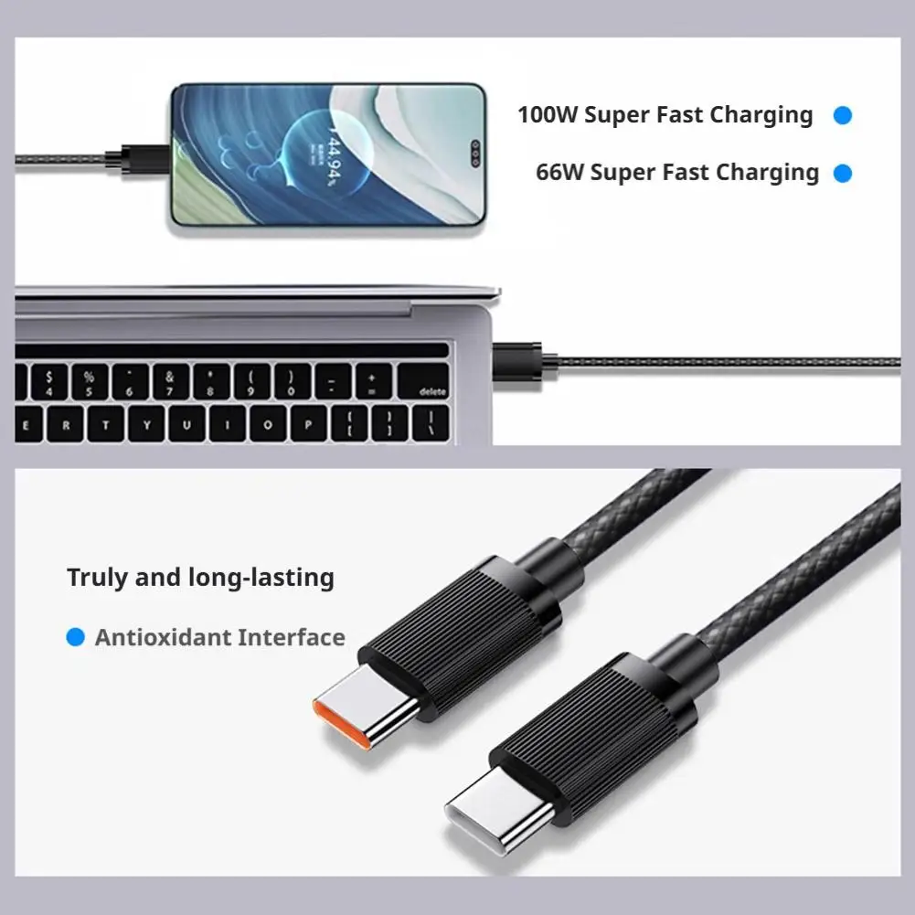 100W USB?A to USB?C 고속 충전 케이블 고내구성 코드, 고속 데이터 전송, 산화 방지 안정적인 연결