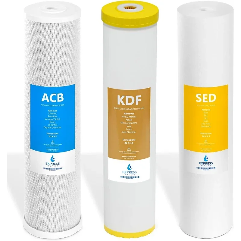 

Express Water Whole House Heavy Metal WaterSet - 3 Stage Water Filtration Replacement Kit - Sediment, Carbon Block, KDF
