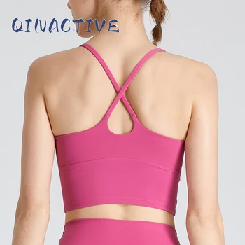 QINACTIV Sports Bra High Stretch Comfy One-Shoulder Underwear Women Fitness Gym Top Women Bra Running Workout Yoga Clothing