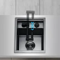 สีดํา 304 ก๊อกน้ําอ่างล้างจานสแตนเลสปกปิดพับร้อนและเย็นผสมน้ําอ่างล้างจานแตะคู่หลุมเดียวจับแตะ 2