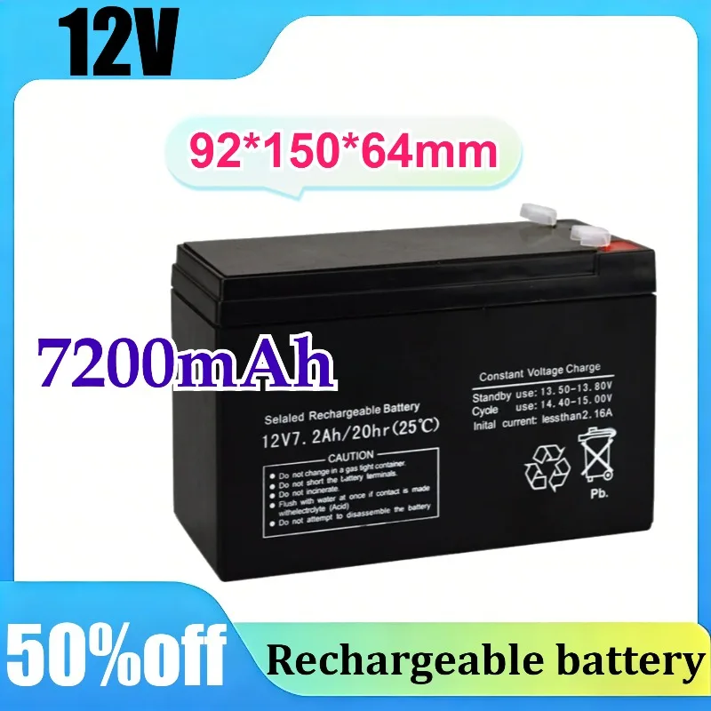 12V 7.2Ah Standby Backup Lead Acid Battery Maintenance-Free for UPS, Solar Syste