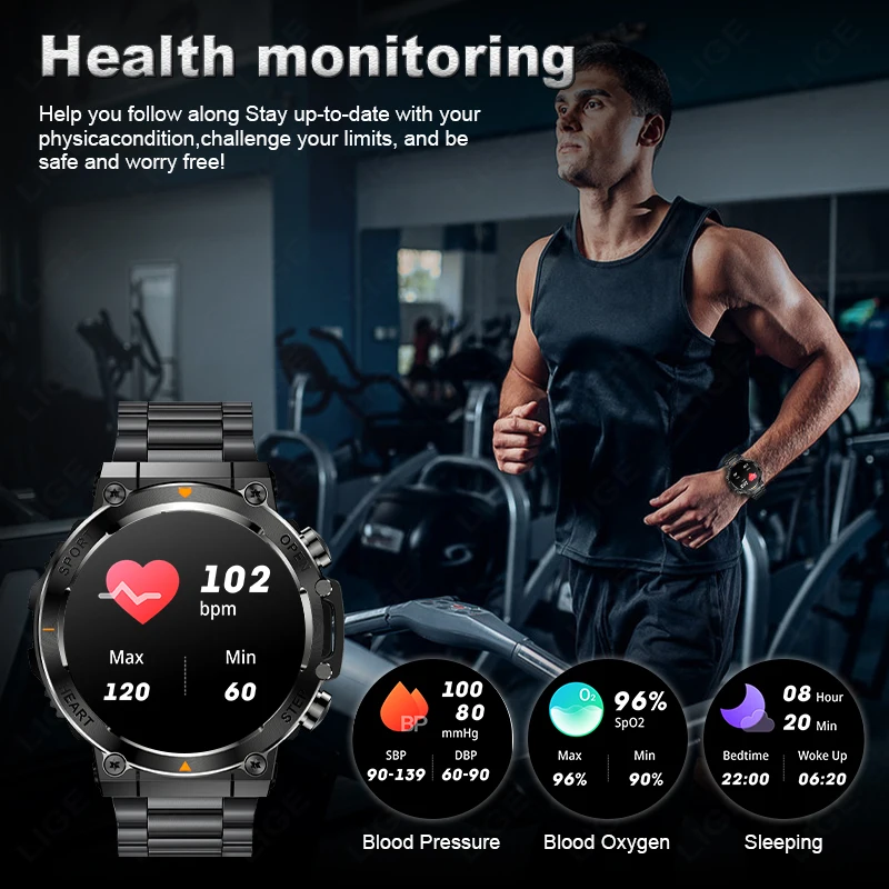 LIGE Men Smart Watch Bluetooth Calling 400mAh Large Battery 1.39 inch 100+Sports Mode Fitness Watch Music Player Smartwatch 2025