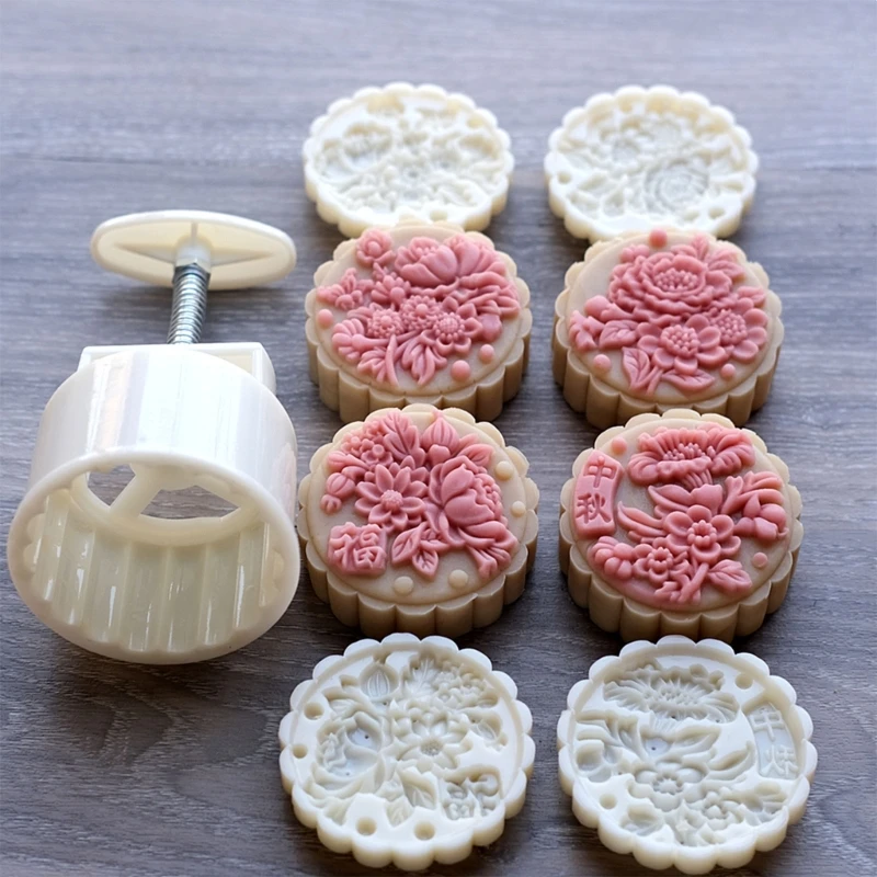 Mid-herfst Festival 75g Mooncake Mold 3d Bloemen Design Cookie Stamp Moon Cake Mold Postzegels Diy Decoratie Mooncake Pers Mallen
