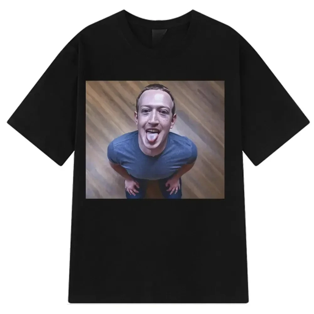 Funny Brain Rotting Expression T-shirt Mark Zuckerberg Good Joke T-shirt for Women Short-sleeve T-shirt 1