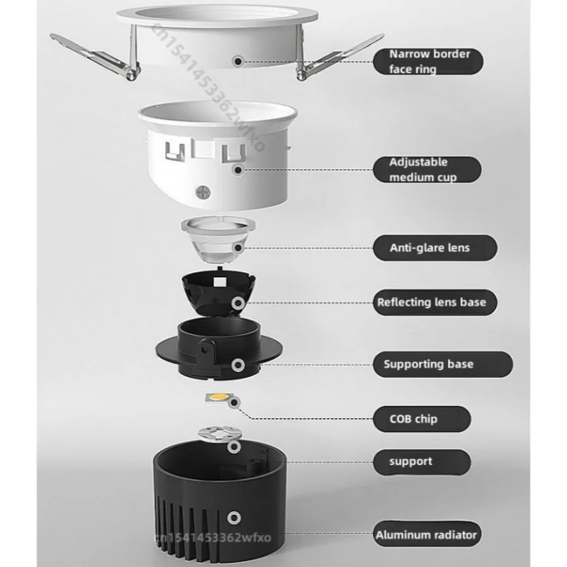 Dimbare Cob Downlight Spotlight 5w7w10w12w18w20w24w30w Seiko Aluminium Sky Light Led Geen Hoofdlicht AC110V-220V Binnenverlichting