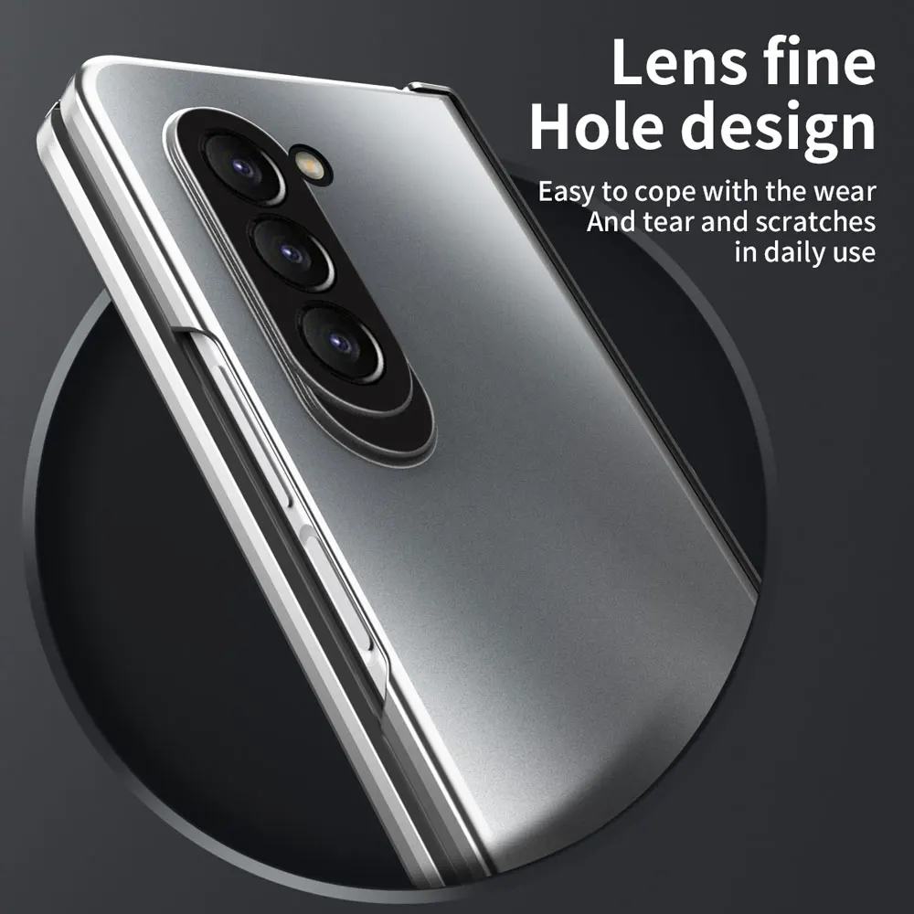 Fashion Electroplated Shell Film Integrated Phone Case For Samsung Galaxy Z Fold 5 Hinge Folding Shock-proof Protective Cover