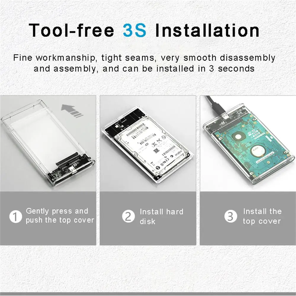 ޴ USB 3.0 2.5 HDD SSD Ŭ ̽,  ϵ ũ Ͽ¡ ڽ, ̺ , 5Gbps  ӵ