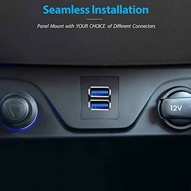 1m 3FT 2 Ports Dual USB 3.0/2.0 Male To Female Extension Cable Flush Mount Dash Mount Panel Mount Cable for Car Boat Dashboard