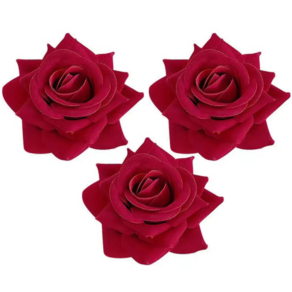 

3 Pcs Rose Hair Clip Flower Accessory Barrettes Clips Simulated Hairpin Hairpins French for Women