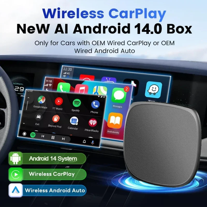 Android 14 8-Core CarPlay AI Box Wireless CarPlay Android Auto