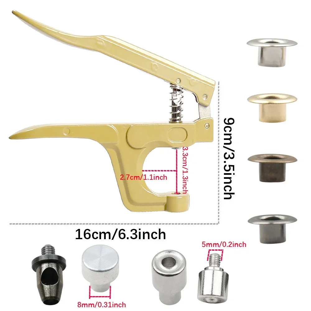 5/6/8mm Brass Eyelets For Thick Fabric with Multifunctional Pliers Grommet Kit Leather Belt Paper Eyelet Tool leather tools leather craft tool kit leather craft tools leather craft tool eyelets punching tools