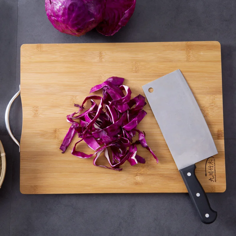 Thick Food Grade Bamboo Cutting Board with Handle, Health Classification Fruit Vegetable Chopping Block for Kitchen Cooking 4