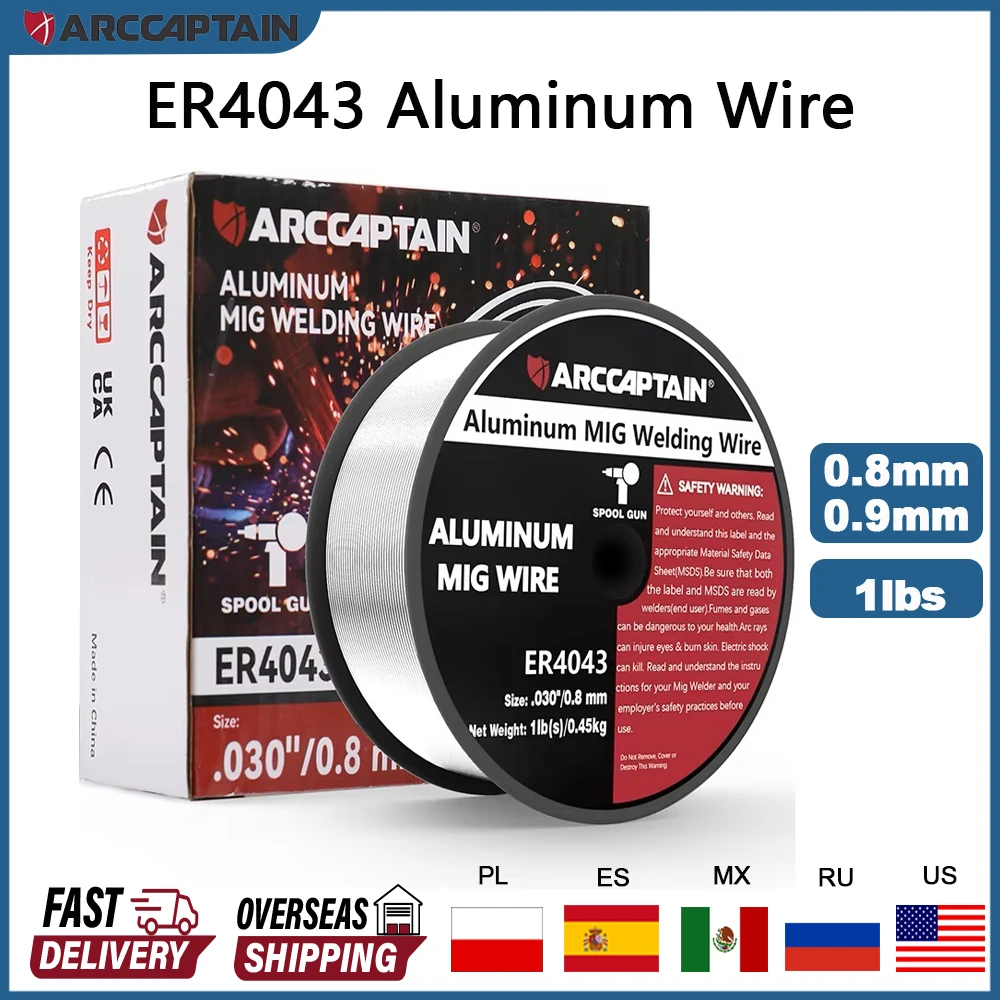 Welding Wires ARCCAPTAIN Aluminum Wire MIG Welding Wires ER4043 0.8/0.9mm Diameter 1 Pounds Spool For Mig Welding Machine