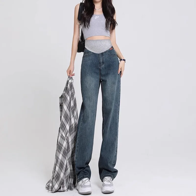 Maternity Jeans Fashion Maternity Jeans Maternal Clothes Pregnant Wide Leg Pants Belly Support Trousers Premama Clothing Pregnancy