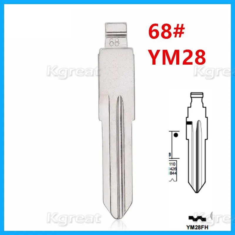 10ชิ้น68 # YM28 YM28FH ด้านขวาโลหะแบบยังไม่ได้ตัดกุญแจเปล่าแบบพับได้สำหรับ Opel Chevrolet สำหรับ keykd xhorse VDI jmd